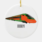 新幹線の漫画イラストレーション セラミックオーナメント (裏面)