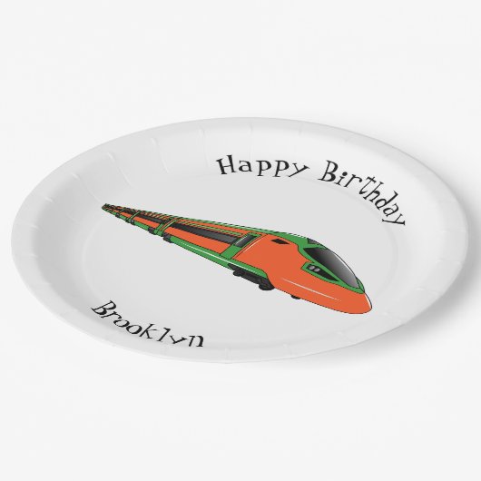 新幹線の漫画イラストレーション ペーパープレート (アングル)