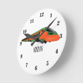 新幹線の漫画イラストレーション ラウンド壁時計 (傾斜)