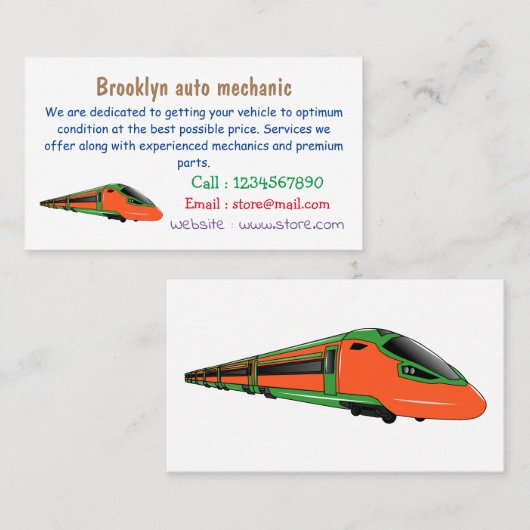 新幹線の漫画イラストレーション 名刺 (正面/裏面)