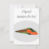 新幹線の漫画イラストレーション 招待状 (裏面)