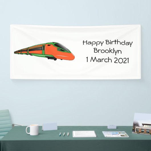 新幹線の漫画イラストレーション 横断幕 (トレードショー)