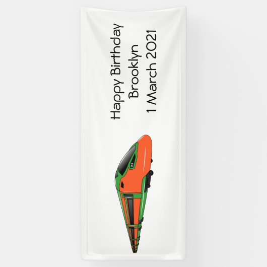 新幹線の漫画イラストレーション 横断幕 (縦)