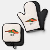 新幹線の漫画イラストレーション 鍋つかみ&鍋敷きセット (正面/裏面)