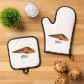 新幹線の漫画イラストレーション 鍋つかみ&鍋敷きセット (トップダウン)