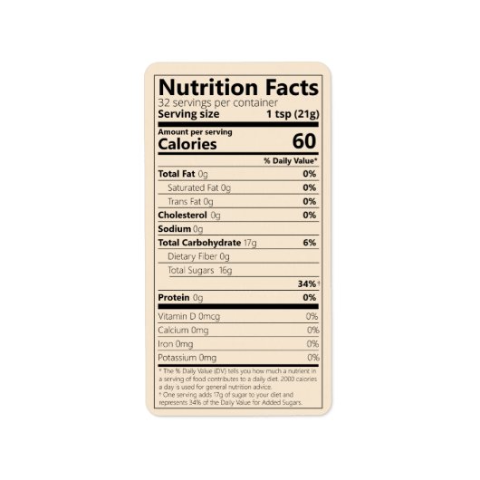 新成分独身のの糖栄養事実 ラベル (正面)