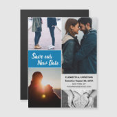 新救日の写真結婚の青 マグネット招待状 (正面/裏面)