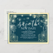 新救日の延期結婚金ゴールド花 案内ポストカード (正面/裏面)