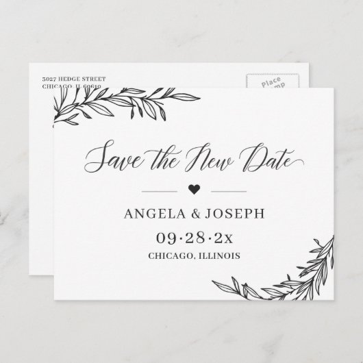 新救日の結婚計画変更 ポストカード (正面/裏面)