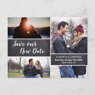 新救日フォトコラージュChalkboard結婚ズ ポストカード