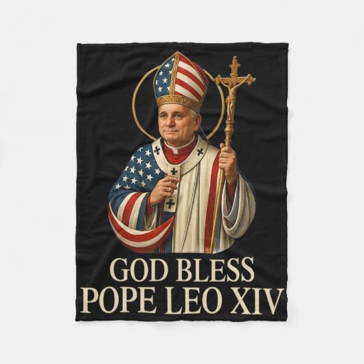 新教皇レオ14世カトリック教会の信仰を祝福する フリースブランケット (正面)