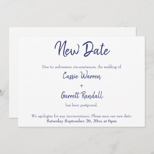 新日海軍白人延期結婚発表 招待状 (正面/裏面)