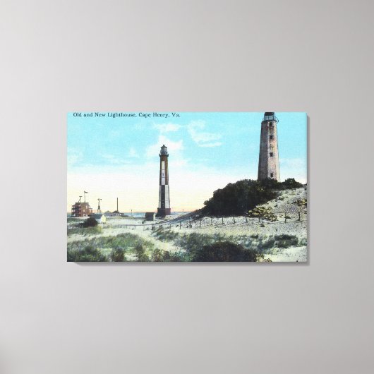 新旧の灯台の眺めヘンリー岬 キャンバスプリント (正面)