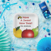 新春のリンゴとビー ペーパープレート (パーティー)