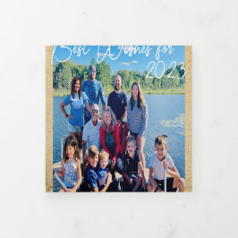 新最高の年の写真とクリスマスLetter Triの願い 三つ折り招待状