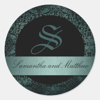 新月のモノグラムのステッカー ラウンドシール