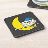 新月冬の夜に咲くフクロウ コースター (左側)