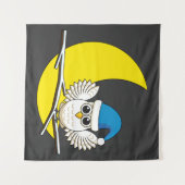 新月冬の夜に咲くフクロウ タペストリー (正面(横))