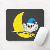 新月冬の夜に咲くフクロウ マウスパッド (マウス)