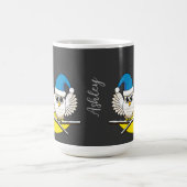 新月冬の夜に咲くフクロウ |名前の追加 コーヒーマグカップ (中央)
