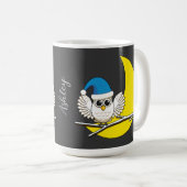 新月冬の夜に咲くフクロウ |名前の追加 コーヒーマグカップ (正面右)