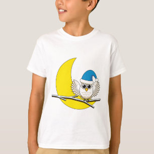 新月冬の夜に咲くフクロウ Tシャツ