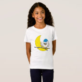 新月冬の夜に咲くフクロウ Tシャツ (正面フル)