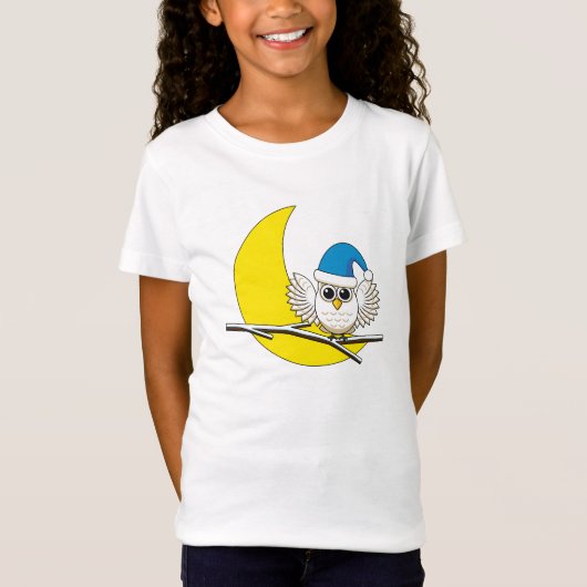 新月冬の夜に咲くフクロウ Tシャツ (正面)