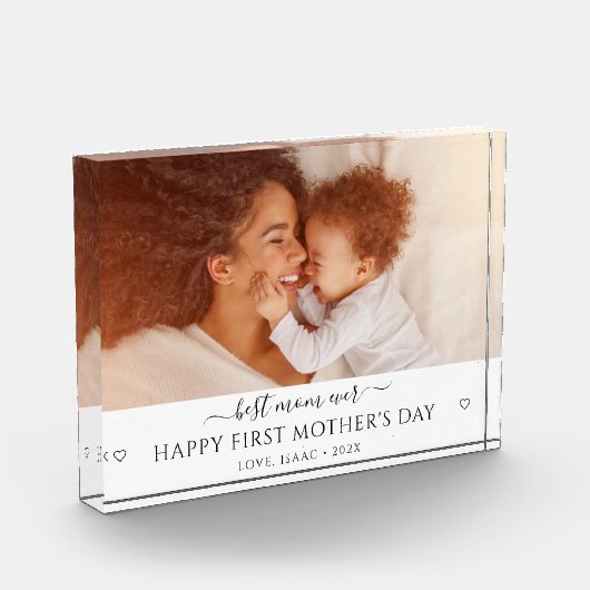 新母の母の日の写真パーソナライズされたプラーク フォトブロック (左)