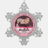 新父母ベビーガールズモノグラムA スノーフレークピューターオーナメント (正面)