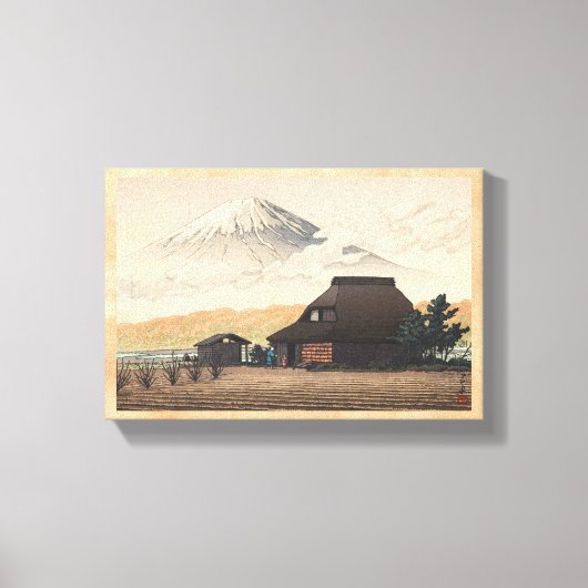 新版画 河瀬巴水 鳰沢より望む富士山 キャンバスプリント (正面)