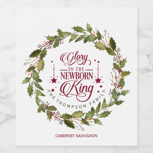 新王モノグラムにクリスマス生まれの栄光 ワインラベル (シングルラベル)