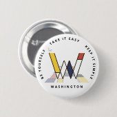 新生с性芸術モノグラムの活性化。レターW 缶バッジ (正面&裏面)