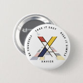 新生с性芸術モノグラムの活性化。文字X 缶バッジ (正面&裏面)