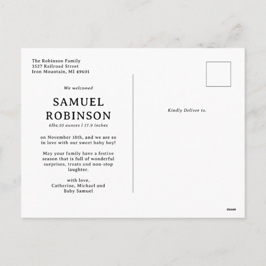 新生まれ国王L誕生発表クリスマス シーズンポストカード (裏面)