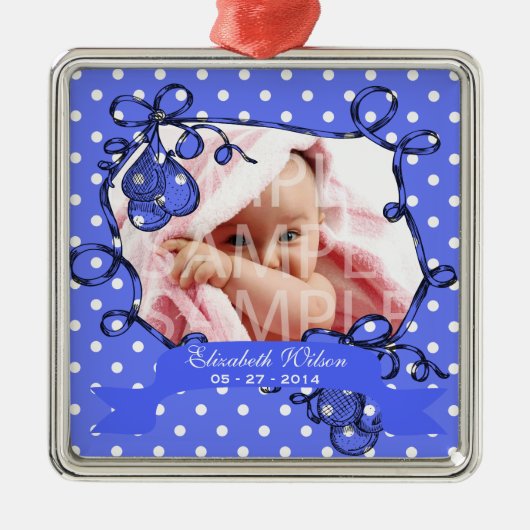 新生まれ赤ちゃん写真オーナメント メタルオーナメント (正面)