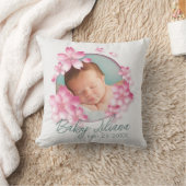 新生まれ赤ちゃん女子フォトキープサキープピンクの花 クッション (ブランケット)