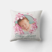 新生まれ赤ちゃん女子フォトキープサキープピンクの花 クッション (裏面)
