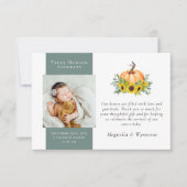 新生児ありがとう |カボチャひまわり秋 サンキューカード (正面)