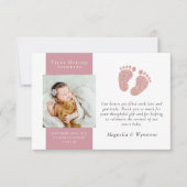 新生児ありがとう |フォトグリッター足 サンキューカード (正面)