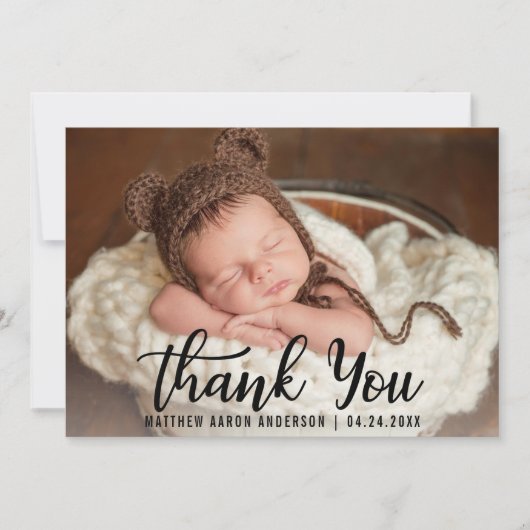 新生児ありがとうBlkスクリプトクラフトカード 招待状 (正面)