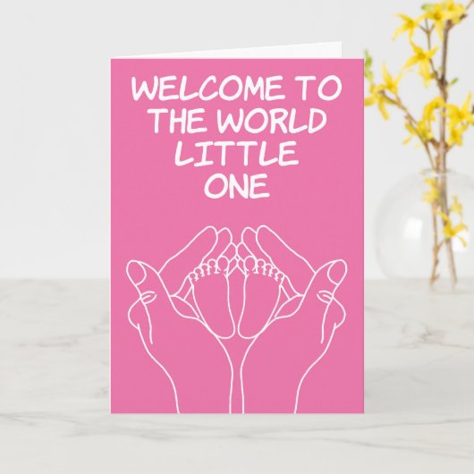 新生児おめでとうございますベビーガールカード カード (黄色い花)