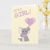 新生児おめでとうございますベビーガールカード カード (黄色い花)