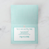 新生児おめでとうございます、ティール（緑がかった色）/アクアジンガム/ベビー カード (内部)