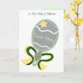 新生児おめでとうグリーンイエローラトル カード (黄色い花)