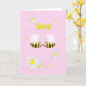 新生児おめでとうツインガールズ カード (黄色い花)