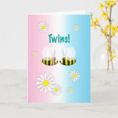 新生児おめでとうツインズボーイアンドガール カード (黄色い花)