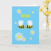 新生児おめでとうツインズボーイズ カード (黄色い花)