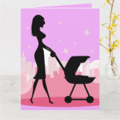 新生児おめでとうピンクカード カード (黄色い花)