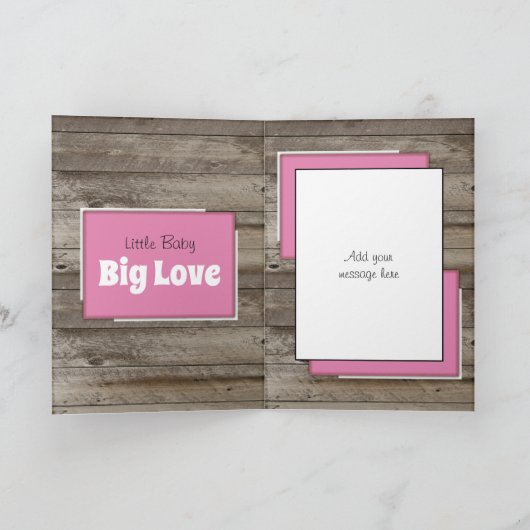 新生児おめでとう写真ラスティックピンク カード (内部)